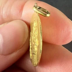 Clearance Pamono French Tairac Saint Joseph and Jesus 18k Yellow Gold Medal Pendant, 1890s