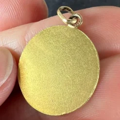 Clearance Pamono French Tairac Saint Joseph and Jesus 18k Yellow Gold Medal Pendant, 1890s