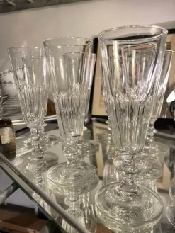 Pamono French 19th Century Crystal Champagne Flutes attributed to Baccarat, 1890s><noscript><img width=