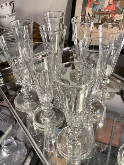 Pamono French 19th Century Crystal Champagne Flutes attributed to Baccarat, 1890s><noscript><img width=