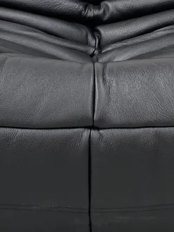 Pamono French Togo Living Room Set in Black Leather by Michel Ducaroy for Ligne Roset., Set of 3> Living Room Sets