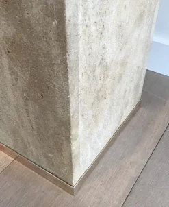 Pamono French Travertine & Brass Column, 1970s><noscript><img width=