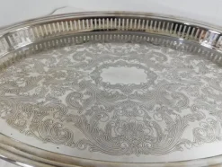 Pamono French Tray in Silver from Christofle Fleuron><noscript><img width=