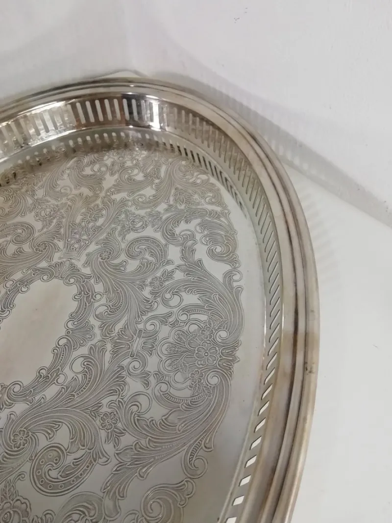 Pamono French Tray in Silver from Christofle Fleuron> Cutlery & Serving Utensils