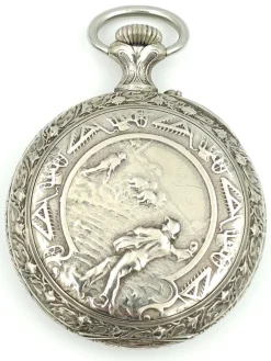 Pamono French Tribaudeau Besançon Pocket Watch in Nickel Silver Case, 1900s><noscript><img width=