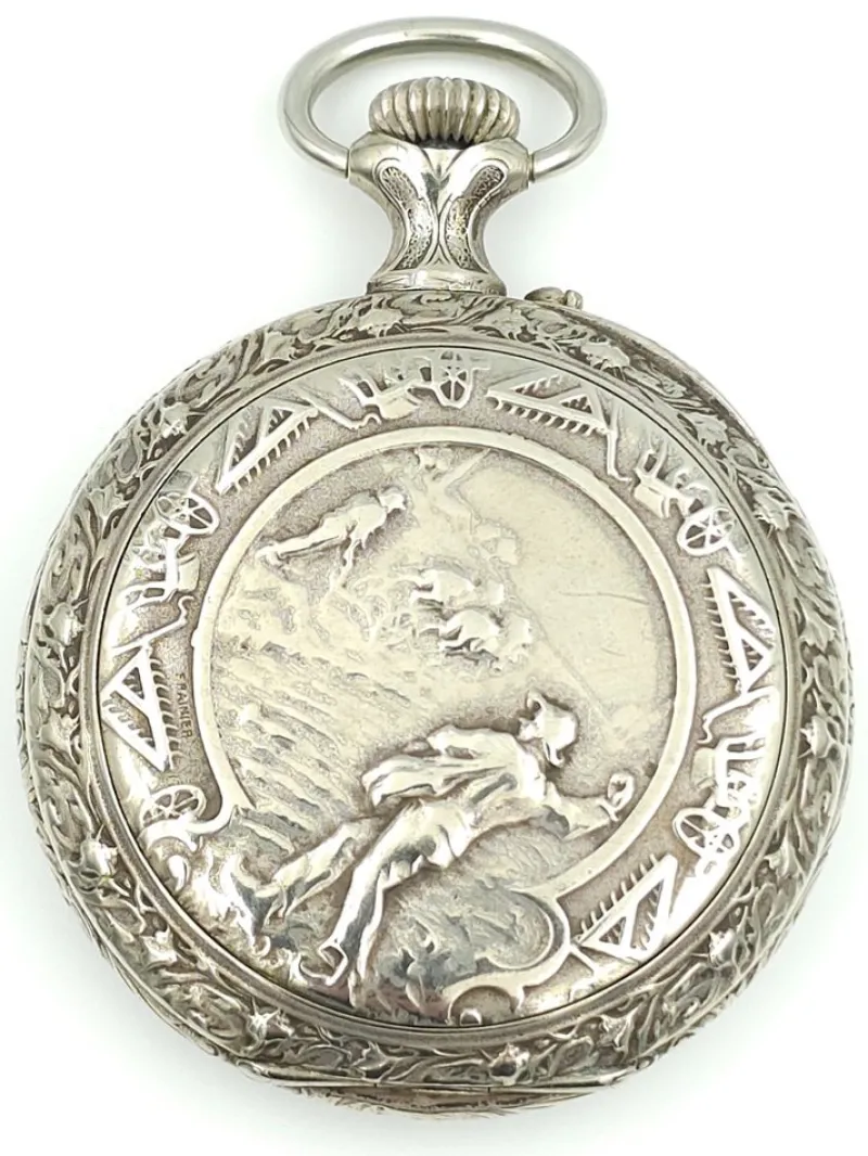 Pamono French Tribaudeau Besançon Pocket Watch in Nickel Silver Case, 1900s> Watches