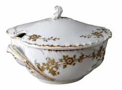 Pamono French Tureen in White Porcelain and Gold Decoration from Haviland & Co., 1902