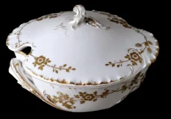 Pamono French Tureen in White Porcelain and Gold Decoration from Haviland & Co., 1902