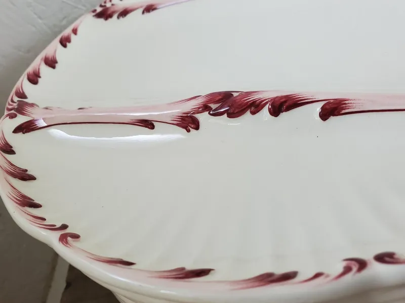 Pamono French Victorian Ironstone Asparagus Plate from Sarreguemines, Set of 10> Dinner Plates & Bowls