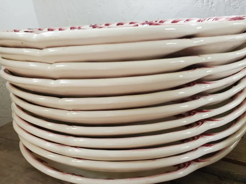 Pamono French Victorian Ironstone Asparagus Plate from Sarreguemines, Set of 10> Dinner Plates & Bowls