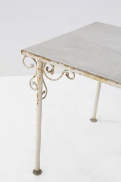 Best Pamono French Vintage Outdoor Iron and Marble Table, 1890s