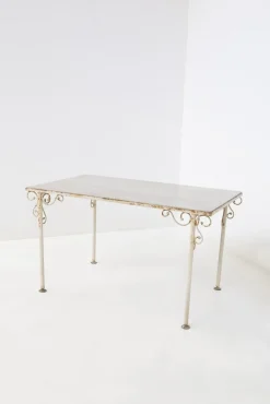 Best Pamono French Vintage Outdoor Iron and Marble Table, 1890s