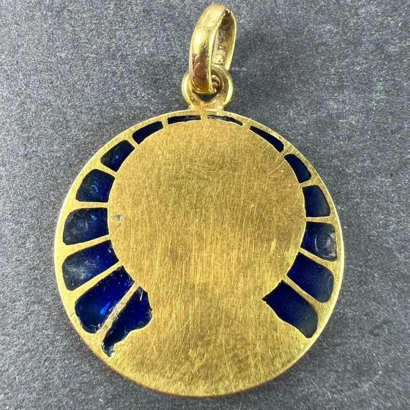 Online Pamono French Virgin Mary Plique a Jour Enamel 18k Yellow Gold Charm Pendant by Vernon, 1890s