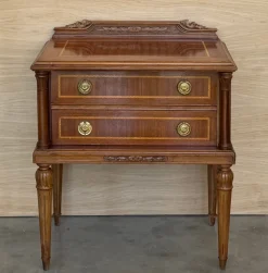 Pamono French Walnut Nightstands or Side Tables with Drawers, 1900s, Set of 2> Nightstands