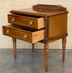 Pamono French Walnut Nightstands or Side Tables with Drawers, 1900s, Set of 2><noscript><img width=