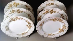 Hot Pamono French White Porcelain Plates with Gilt Decor from Haviland, Limoges, 1902, Set of 6