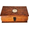 Pamono French Wooden Box with Geometric Floral Ceramic Inlay, 1950s> Trunks Crates & Baskets
