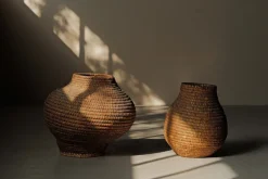 Pamono French Woven Rye Straw and Bramble Baskets, Auvergne, 1900, 1890s, Set of 2><noscript><img width=