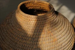 Pamono French Woven Rye Straw and Bramble Baskets, Auvergne, 1900, 1890s, Set of 2><noscript><img width=
