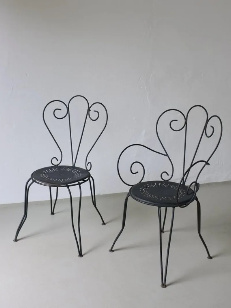 Pamono French Wrought Iron Garden Dining Set, 1950s, Set of 5> Garden Seating