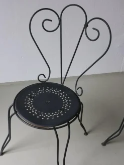 Pamono French Wrought Iron Garden Dining Set, 1950s, Set of 5><noscript><img width=