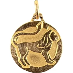 Pamono French Zodiac Leo Starsign 18k Yellow Gold Charm Medal Pendant, 1970s> Necklaces