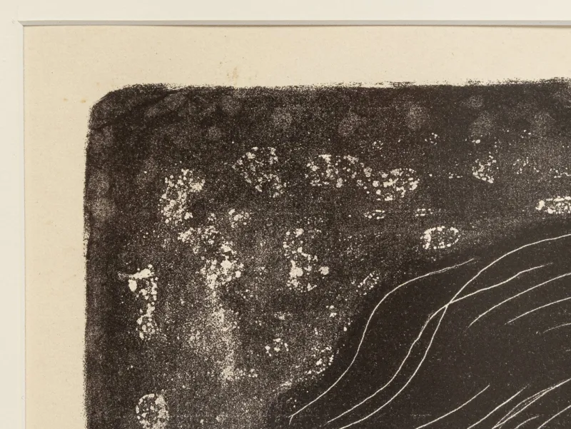Pamono Fritz Kronenberg, Girl with Flower in Her Hair, 1950, Black & White Lithograph, Framed> Mid-Century