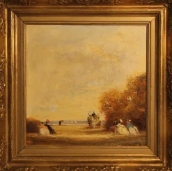 Pamono Fritz Möritz, Impressionist Beach Scene, 20th Century, Oil on Canvas, Framed> Impressionist