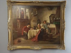 Pamono Fritz Wagner, Dutch Genre Interior, 1920s, Oil on Canvas, Framed> Classical