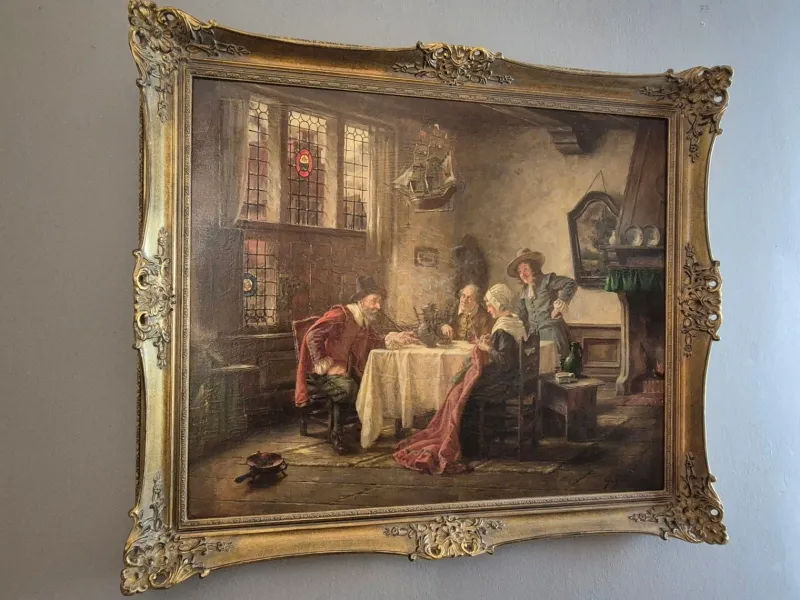 Pamono Fritz Wagner, Dutch Genre Interior, 1920s, Oil on Canvas, Framed> Classical