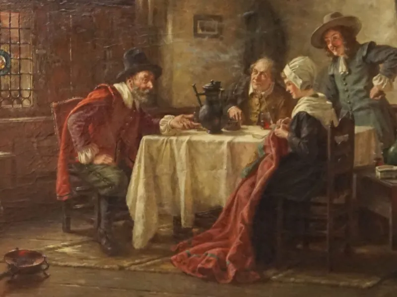 Pamono Fritz Wagner, Dutch Genre Interior, 1920s, Oil on Canvas, Framed> Classical