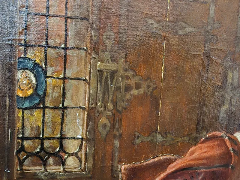 Pamono Fritz Wagner, Dutch Genre Interior, 1920s, Oil on Canvas, Framed> Classical