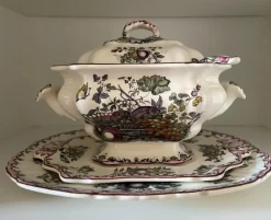 Pamono Fruit Basket Soup Tureen with Serving Plates and Ladle, 1950s, Set of 4><noscript><img width=
