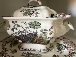 Pamono Fruit Basket Soup Tureen with Serving Plates and Ladle, 1950s, Set of 4><noscript><img width=