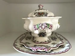 Pamono Fruit Basket Soup Tureen with Serving Plates and Ladle, 1950s, Set of 4><noscript><img width=