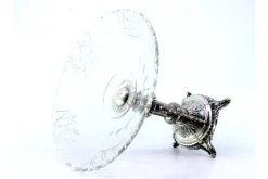 Pamono Fruit Bowl Centerpiece in Silver and Cut Glass with Acanthus Leaves and Applications><noscript><img width=