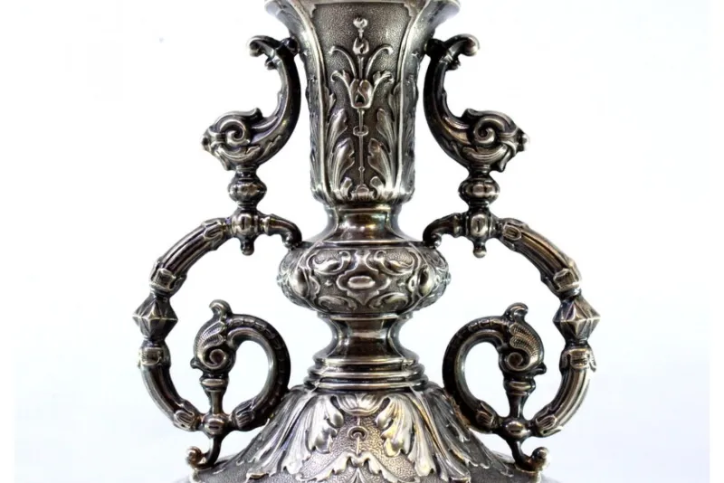 Pamono Fruit Bowl Centerpiece in Silver and Cut Glass with Acanthus Leaves and Applications> Bowls