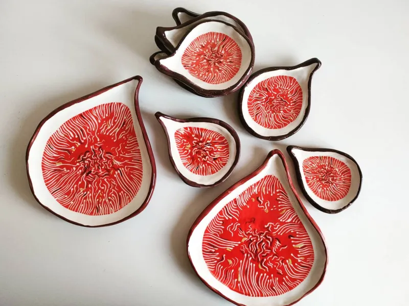 Sale Pamono Fruit Collection Fig Plates in Violet or Green by Federica Massimi, Set of 4