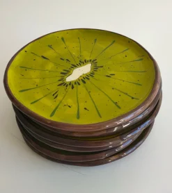 Hot Pamono Fruit Collection Kiwi Plates by Federica Massimi, Set of 4