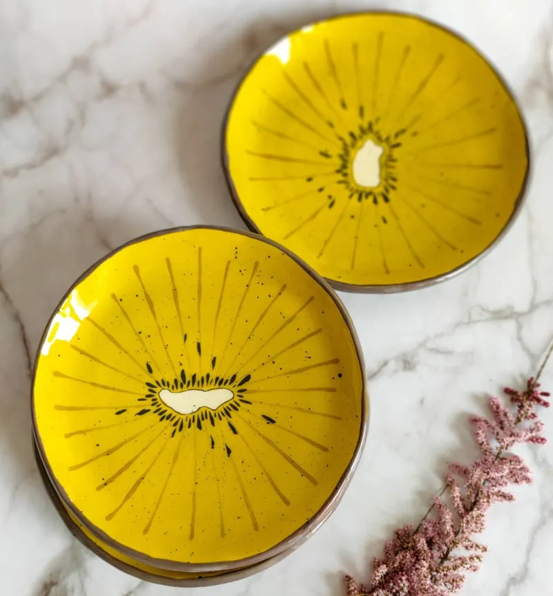 Hot Pamono Fruit Collection Kiwi Plates by Federica Massimi, Set of 4