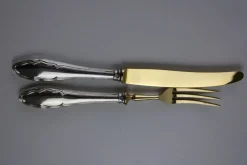 Best Pamono Fruit Cutlery with 800 Silver Handle & Gilded Stainless Steel Blade, 1900s, Set of 12