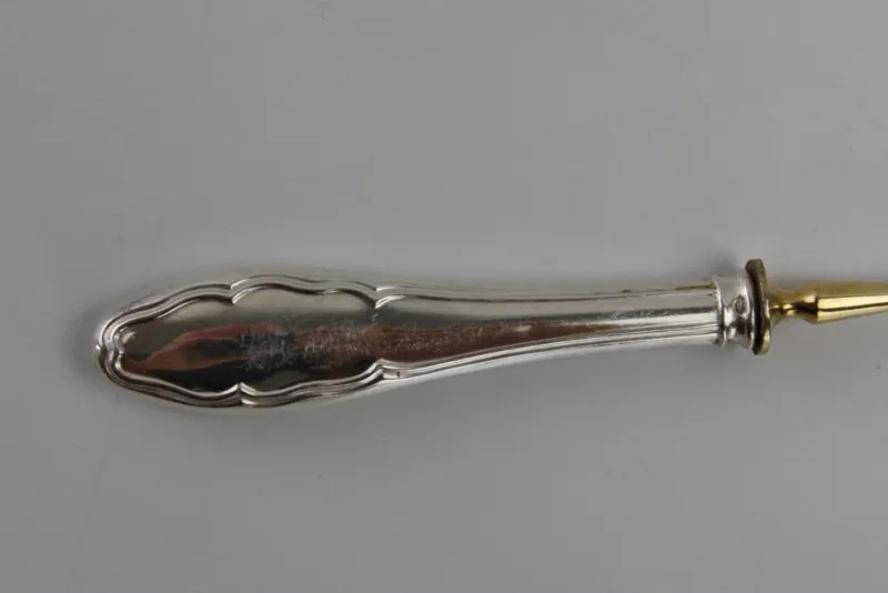 Best Pamono Fruit Cutlery with 800 Silver Handle & Gilded Stainless Steel Blade, 1900s, Set of 12