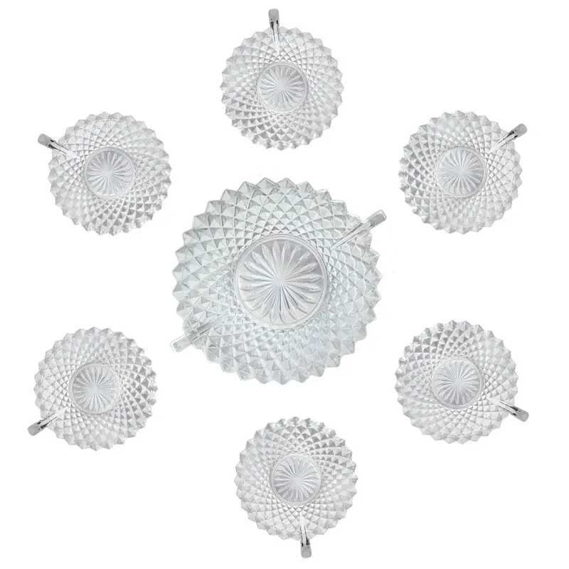 Pamono Fruit Salad Crystal Service, 1960s, Set of 7> Serving Dishes