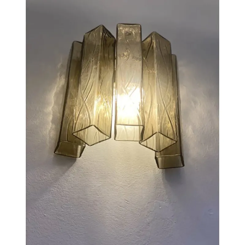 Pamono Fumè Squared Murano Glass Wall Sconce by Simoeng> Wall Lights & Sconces