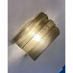 Pamono Fumè Squared Murano Glass Wall Sconce by Simoeng><noscript><img width=