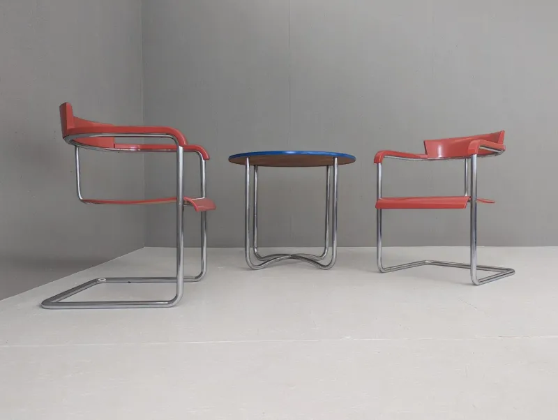 Pamono Functionalist Avant-Garde Seating Set by Jindřich Halabala for Up Závody, 1930s, Set of 3> Garden Seating