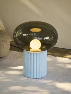 Pamono Fungi Floor Lamp in Sky Blue by Hanne Willmann for Favius><noscript><img width=