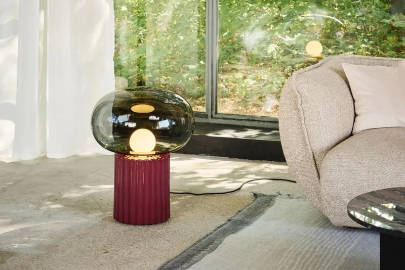 Pamono Fungi Floor Lamp in Wine Red by Hanne Willmann for Favius> Floor Lamps