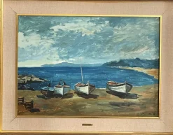 Discount Pamono G. Brambilla, Marina, 20th Century, Oil Painting on Canvas