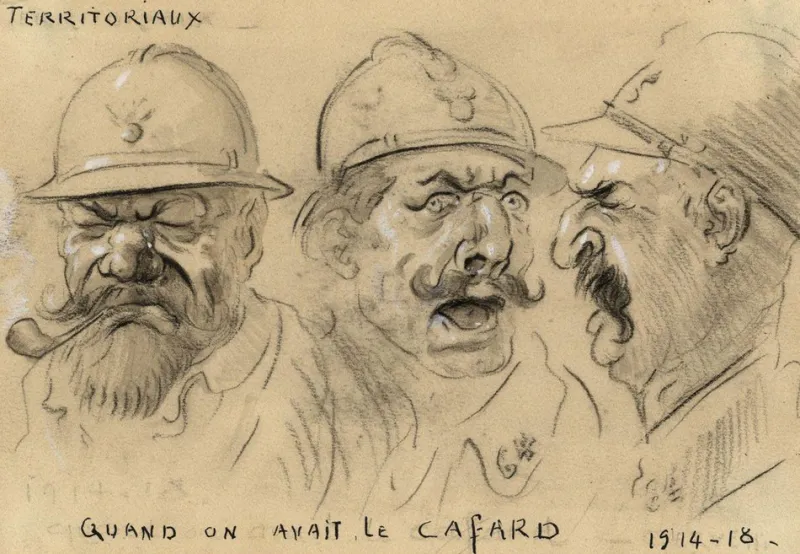 Pamono G. Cervelli, World War One French Satirical Caricature, 1910s, Charcoal> Work On Paper